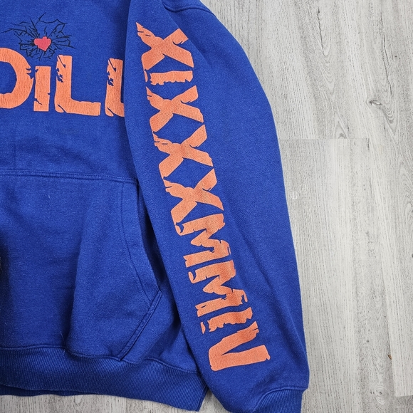 Y-Dill With You YD Blue Orange Hoodie Mens Size 2XL Designer Graphic Print Heart - Picture 3 of 5
